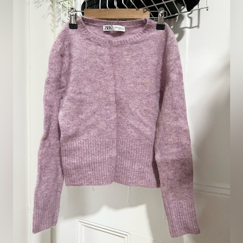 Zara 100%wool fitted lilac/pink sweater